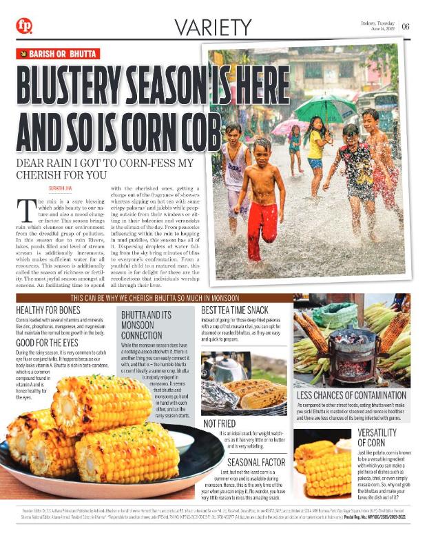 Newspaper page: Blustery season is here and so is corn cob